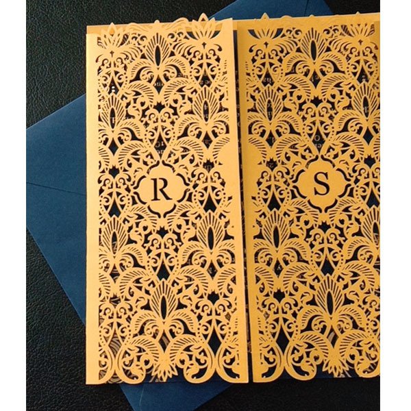 豪華雕刻婚禮邀請卡