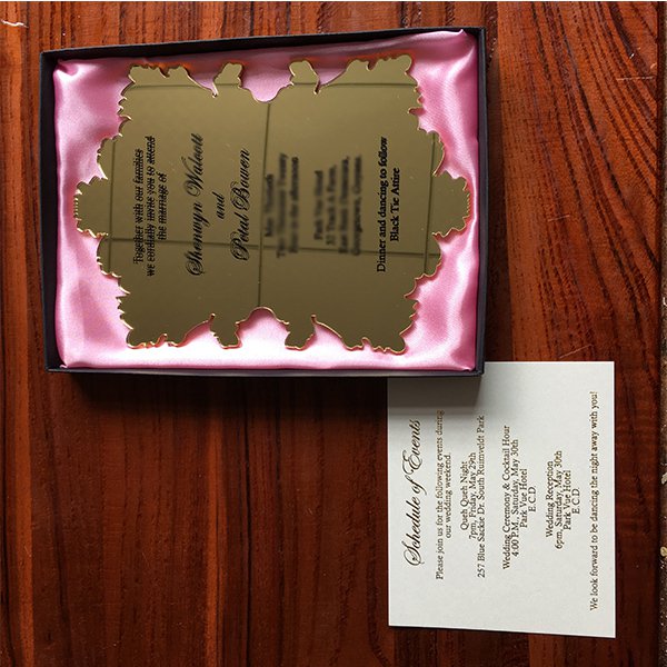 優雅金色壓克力請帖-婚禮邀請卡 