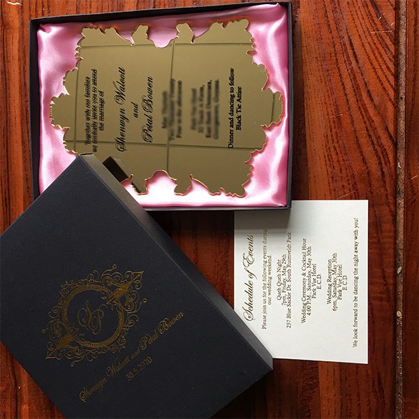 優雅金色壓克力請帖-婚禮邀請卡 