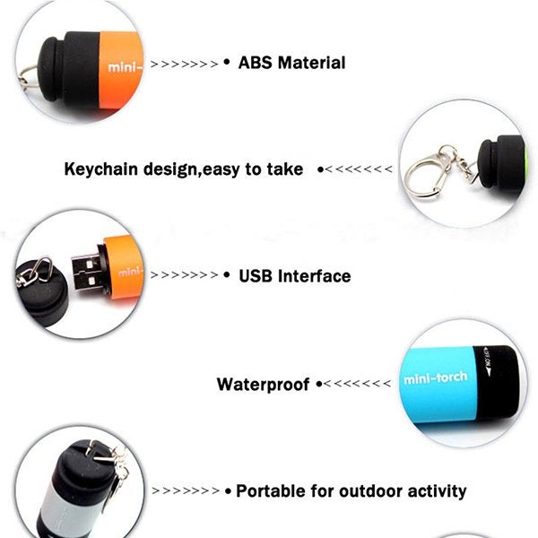 迷你USB可充電LED鑰匙圈手電筒