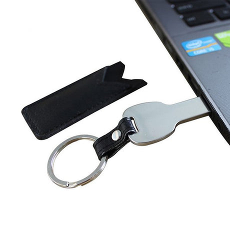 皮製隨身碟-鑰匙造型USB-金屬環