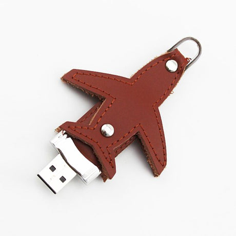 皮製隨身碟-飛機造型USB-金屬環
