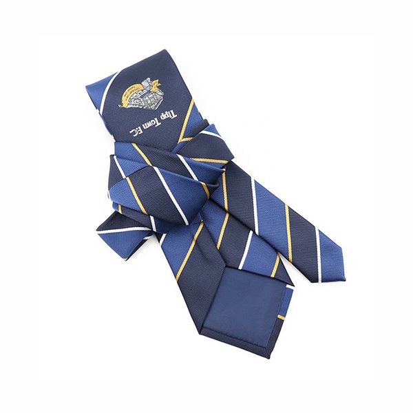 斜條紋丈青色寬版領帶-滌綸材質