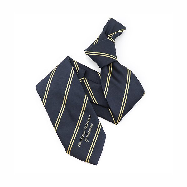 斜條紋黑色寬版領帶-滌綸材質