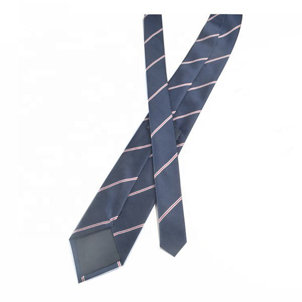 斜條紋丈青色寬版領帶-滌綸材質