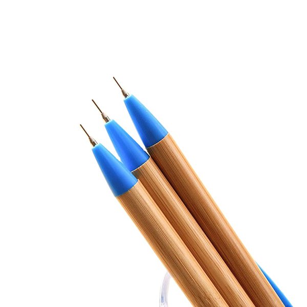 竹製藍色筆夾自動鉛筆