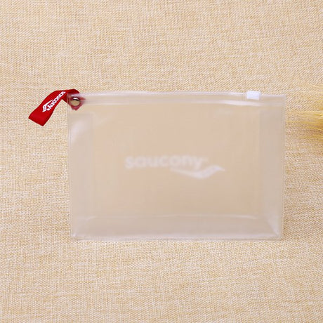 紅色緞帶PVC透明磨砂拉鍊袋