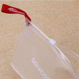 紅色緞帶PVC透明磨砂拉鍊袋