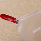 紅色緞帶PVC透明磨砂拉鍊袋