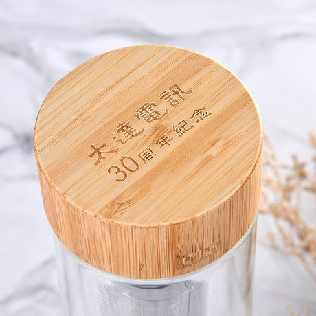 竹蓋雙層玻璃瓶350ml