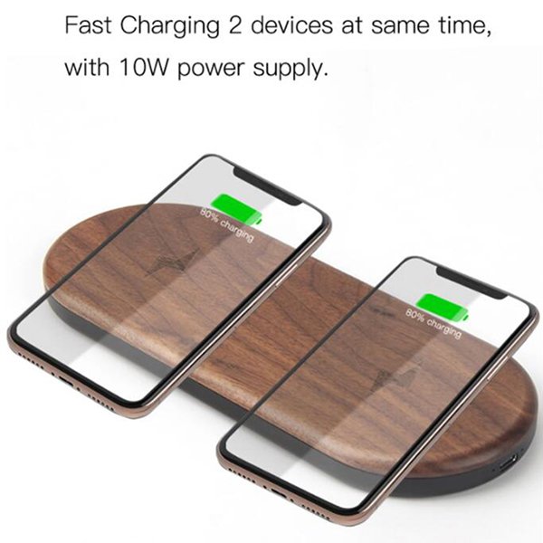 二合一木製手機無線充電器
