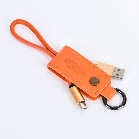 伸縮拉繩皮革鑰匙圈充電線