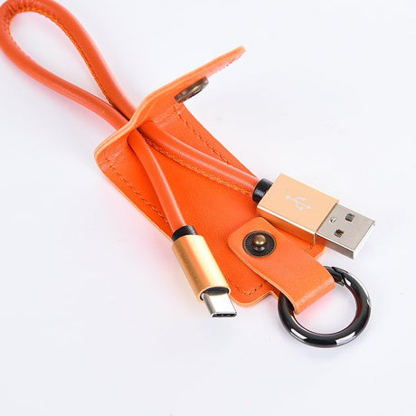 伸縮拉繩皮革鑰匙圈充電線