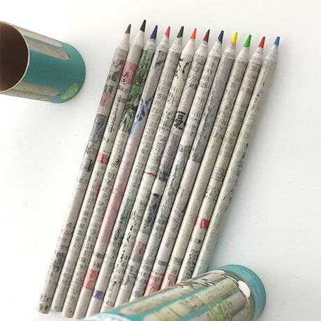 12色環保再生報紙色鉛筆