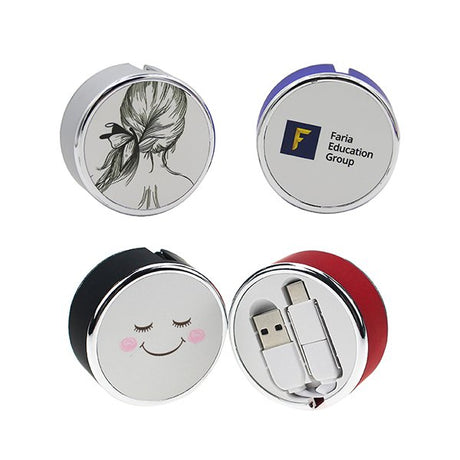 三合一伸縮圓盒傳輸充電線
