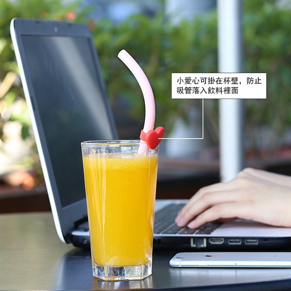 環保矽膠彎吸管2入組