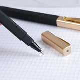 廣告筆-四方霧面噴膠筆管禮品-金色蓋子-單色原子筆-可印LOGO