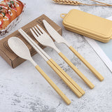 4件組｜小麥餐具｜附收納盒 (可拆餐具 小巧輕便)