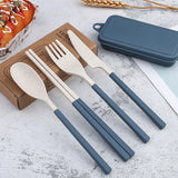 4件組｜小麥餐具｜附收納盒 (可拆餐具 小巧輕便)