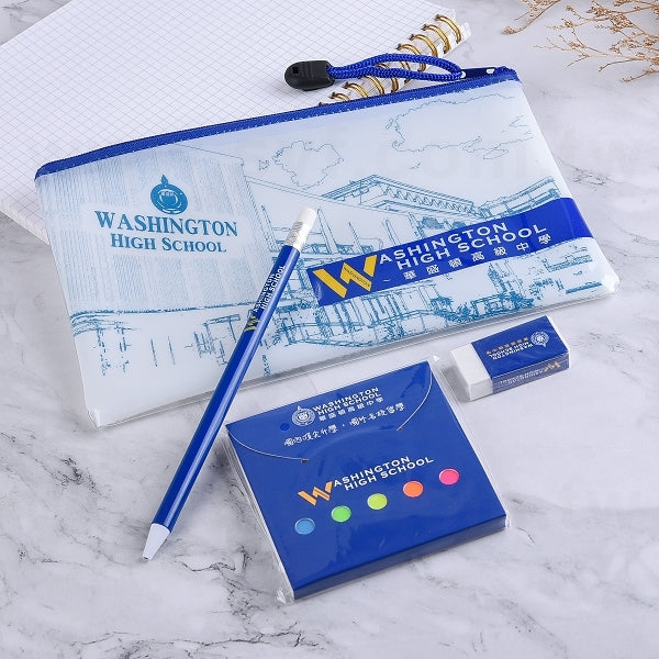 四入文具組-拉鍊袋/自動鉛筆/橡皮擦/便利貼