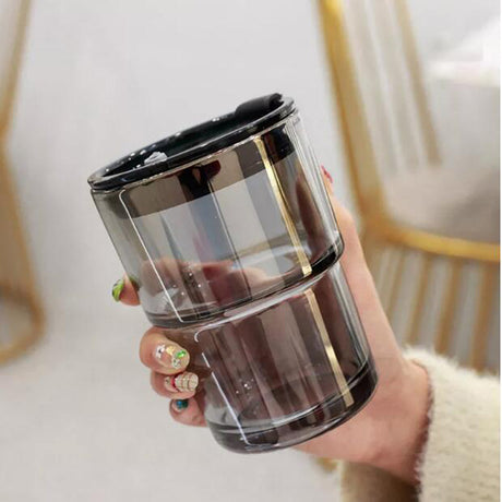 北歐450ml玻璃吸管杯