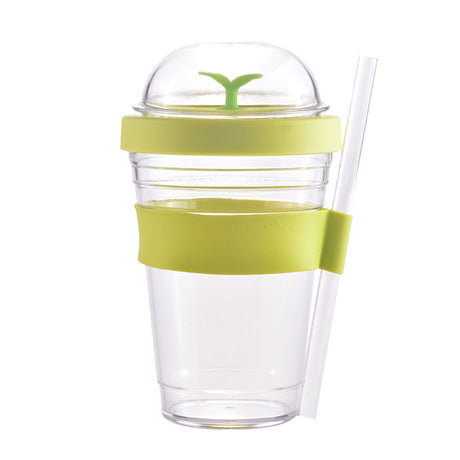 小樹苗造型320ml塑料吸管杯