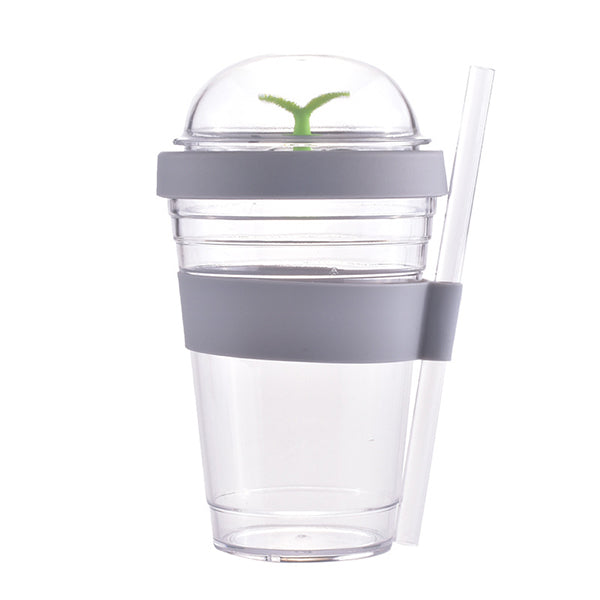 小樹苗造型320ml塑料吸管杯