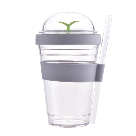 小樹苗造型320ml塑料吸管杯