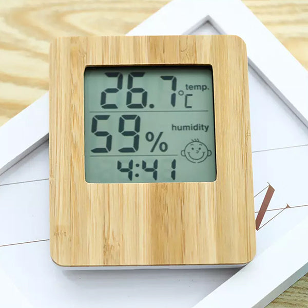 天然竹計算器溫濕度時鐘計算機​
