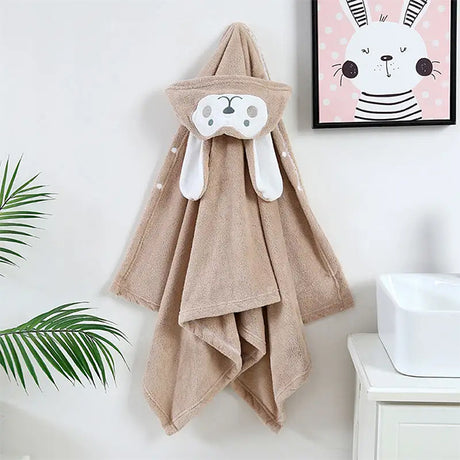 可愛卡通兔子連帽浴袍浴巾兒童斗篷