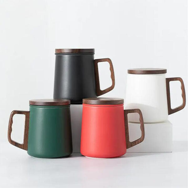 420ml竹蓋木把手陶瓷馬克杯-附泡茶濾杯– 新裕豐客製化禮贈品