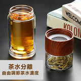 230ml分離式兩層防漏木蓋玻璃杯