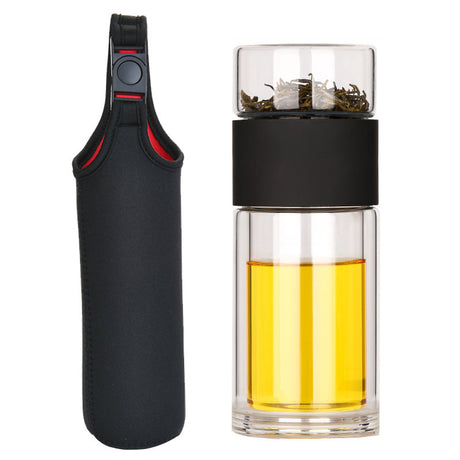 230ml分離式兩層防漏木蓋玻璃杯