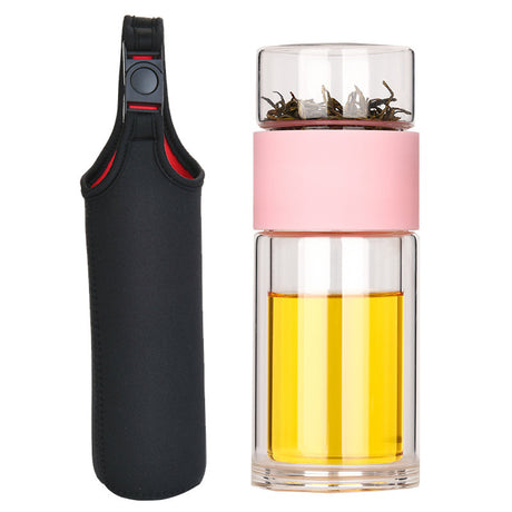 230ml分離式兩層防漏木蓋玻璃杯