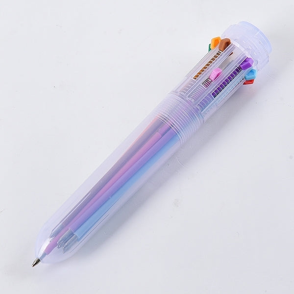 10色透明塑膠粗桿圓珠筆