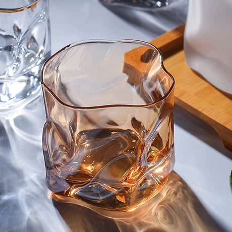 扭紋造形玻璃威士忌酒杯