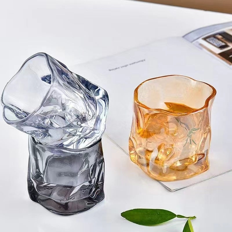 扭紋造形玻璃威士忌酒杯