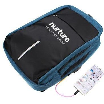牛津布USB充電口商務雙肩背包