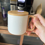 304不鏽鋼馬克杯-胡桃木手柄杯蓋咖啡杯