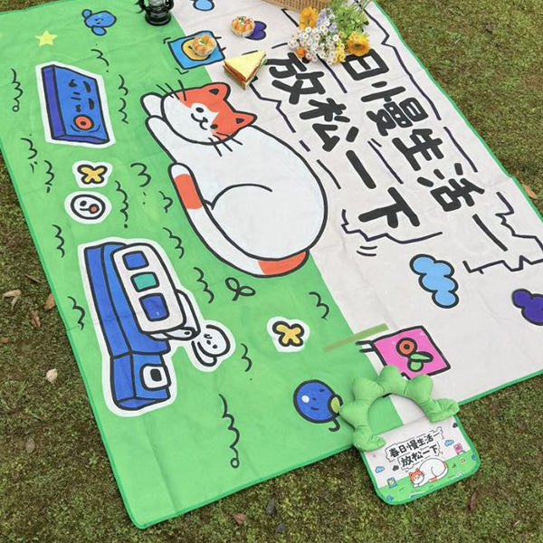 棉提把折疊野餐墊