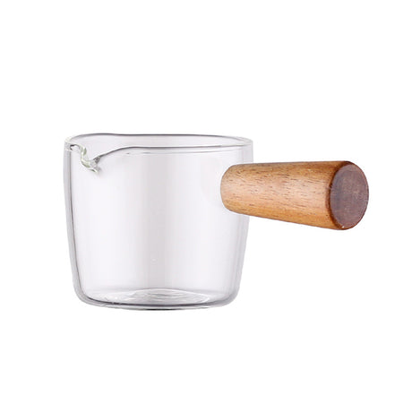 木柄小奶盅高硼硅玻璃杯
