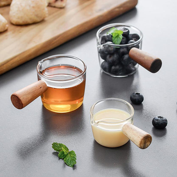 木柄小奶盅高硼硅玻璃杯