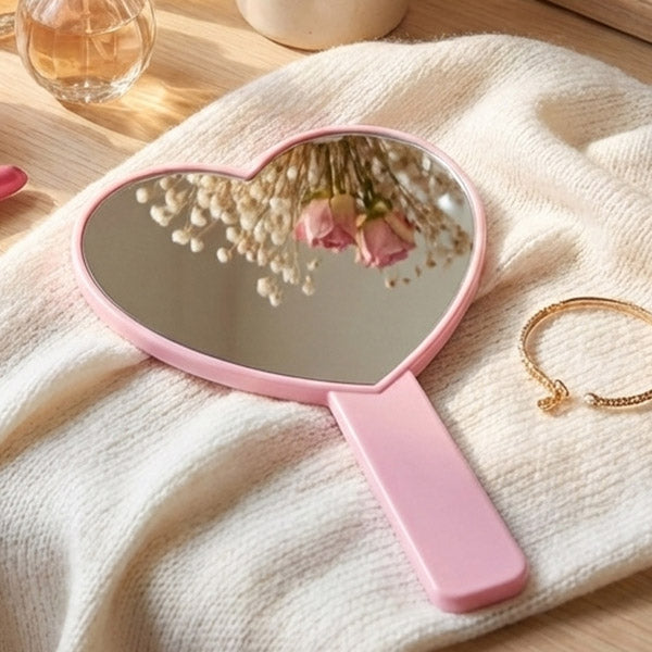 愛心造型ABS手持化妝鏡