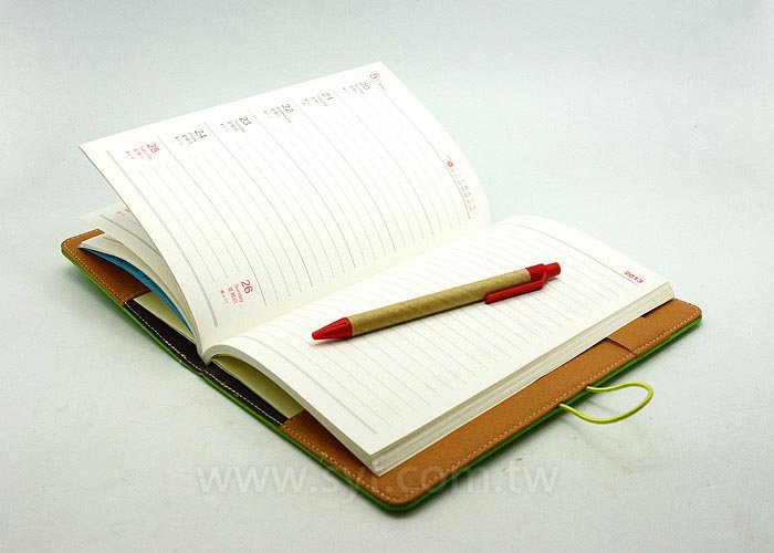 個性亮彩工商日誌-繩扣平裝萬用手冊-可訂製內頁及客製化加印LOGO