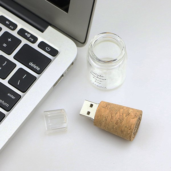 環保隨身碟-木製禮贈品USB-玻璃軟木塞造型隨身碟-客製隨身碟容量-採購訂製印刷推薦禮品