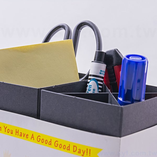 筆筒-亮膜二格筆筒0.41mm客製化筆座-彩色印刷-辦公收納創意筆筒