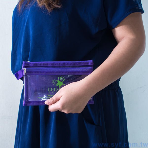 雙層拉鍊袋-尼龍網格材質加PVC塑料片-單面單色印刷