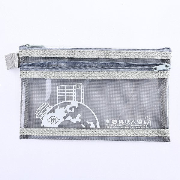 雙層拉鍊袋-尼龍網格材質加PVC塑料片-單面單色印刷