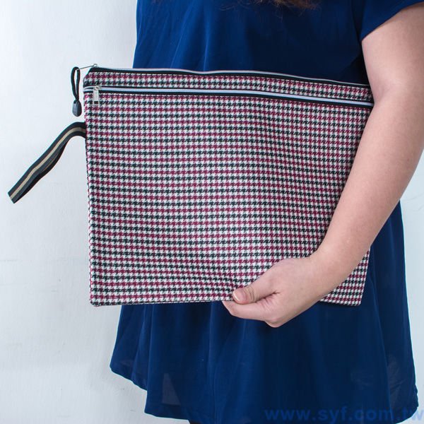 拉鍊袋-牛津布千鳥紋材質-無印刷