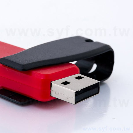 隨身碟-商務禮贈品旋轉USB-紅黑款塑膠隨身碟-客製隨身碟容量-採購訂製印刷推薦禮品